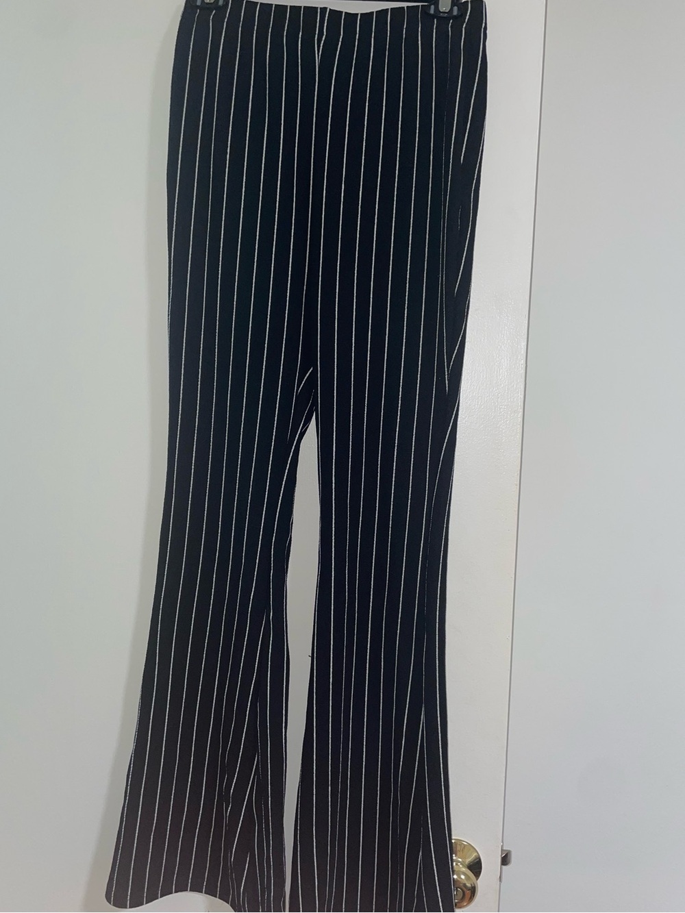 SHEIN Black Pinstripe Flared Pants